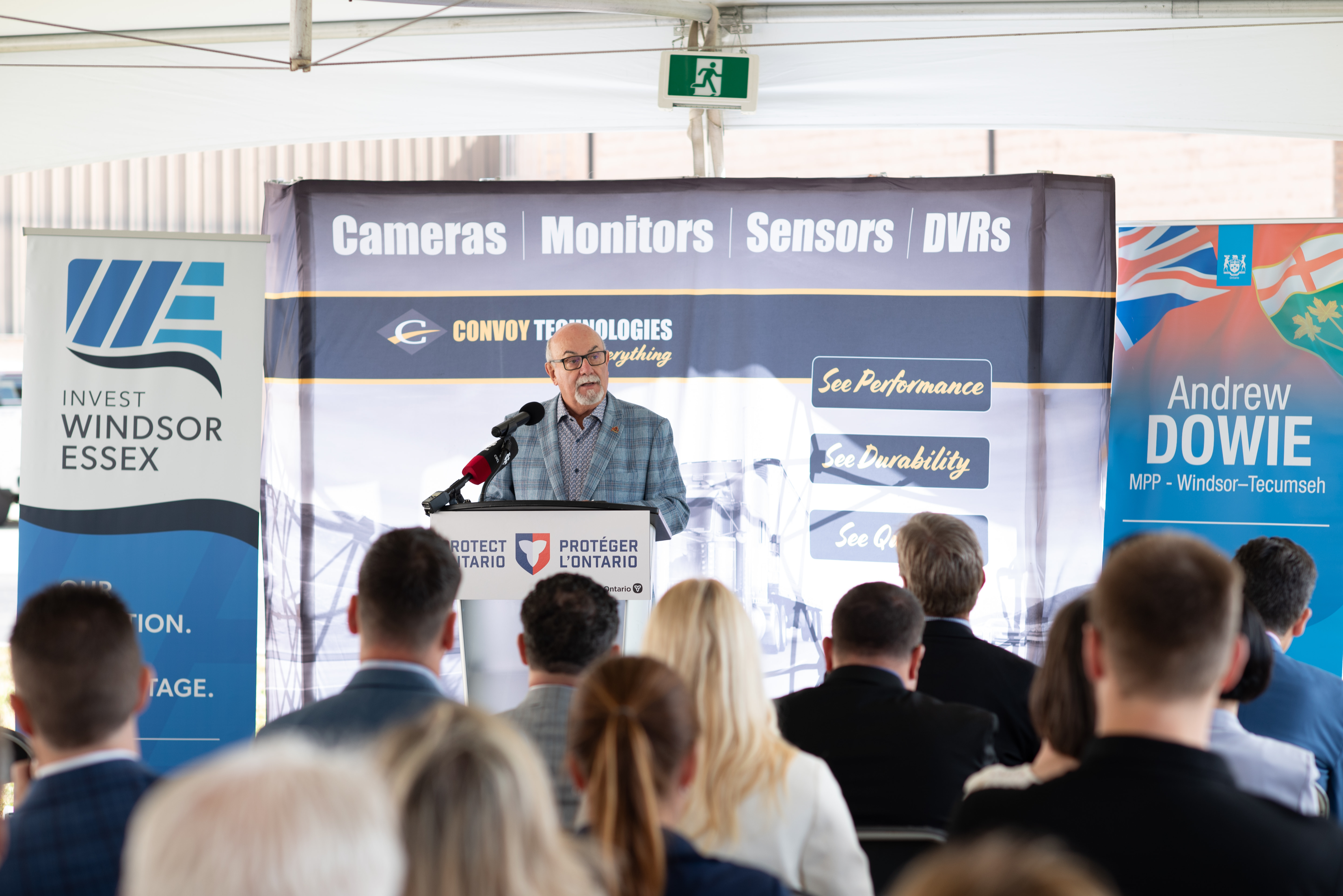 Tecumseh Mayor Gary McNamara speaking outside our new factory in Tecumseh, Ontario.