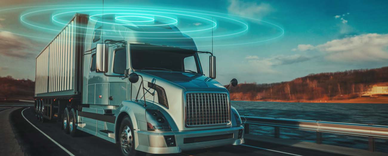 Futuristic Truck Driving Lake-Side