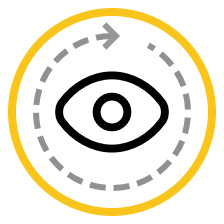 An icon of an eye looking in all directions.